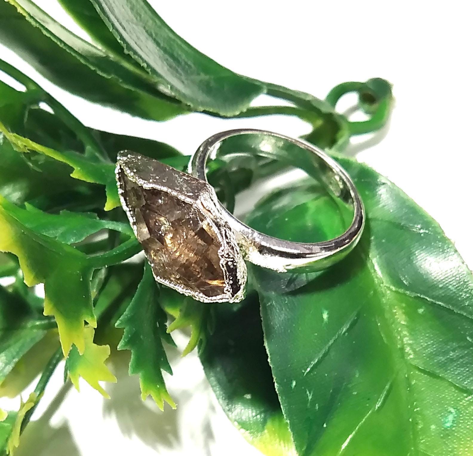 Natural Herkimer Diamond Stone Rough Ring, Solid 925 Sterling Silver Ring, Diamond Stone Size 17x7mm Handmade Gift Statement Ring Jewelry